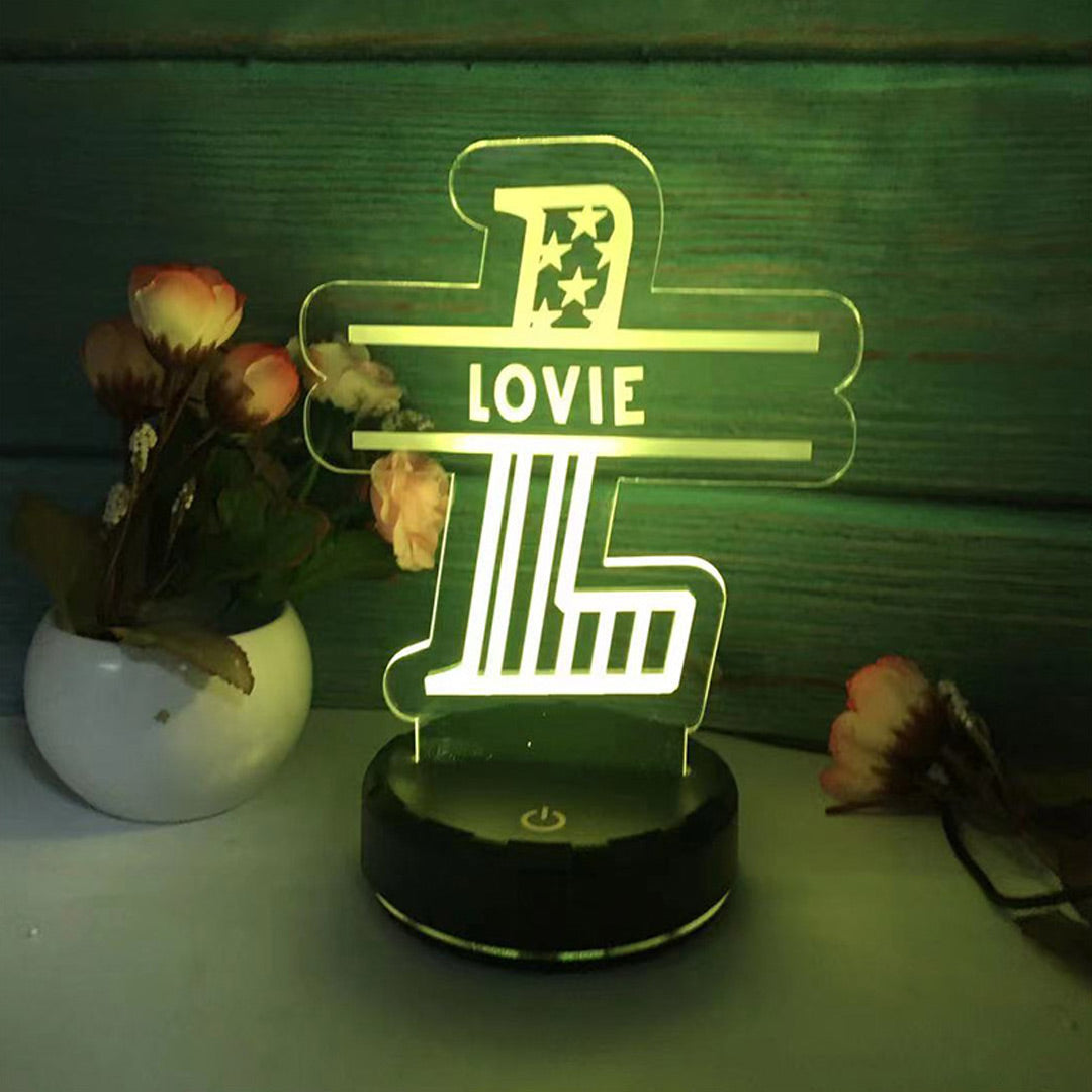 Luz de noche con letra de nombre personalizada