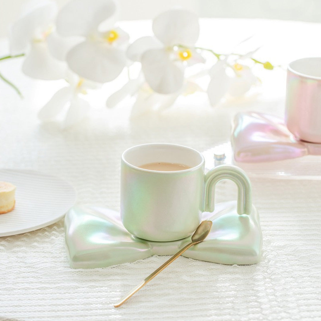 Bow Tie Mug With Saucer