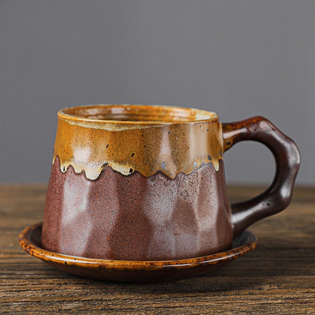 Taza de café de cerámica vintage hecha a mano