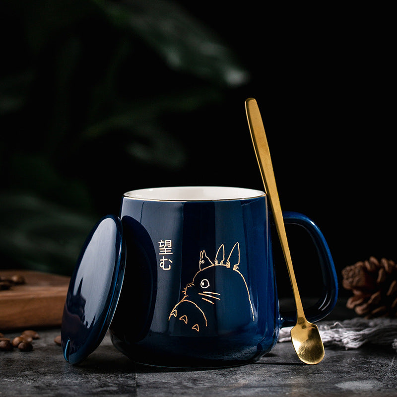 Totoro Kaffee-Tee-Becher mit Deckellöffel