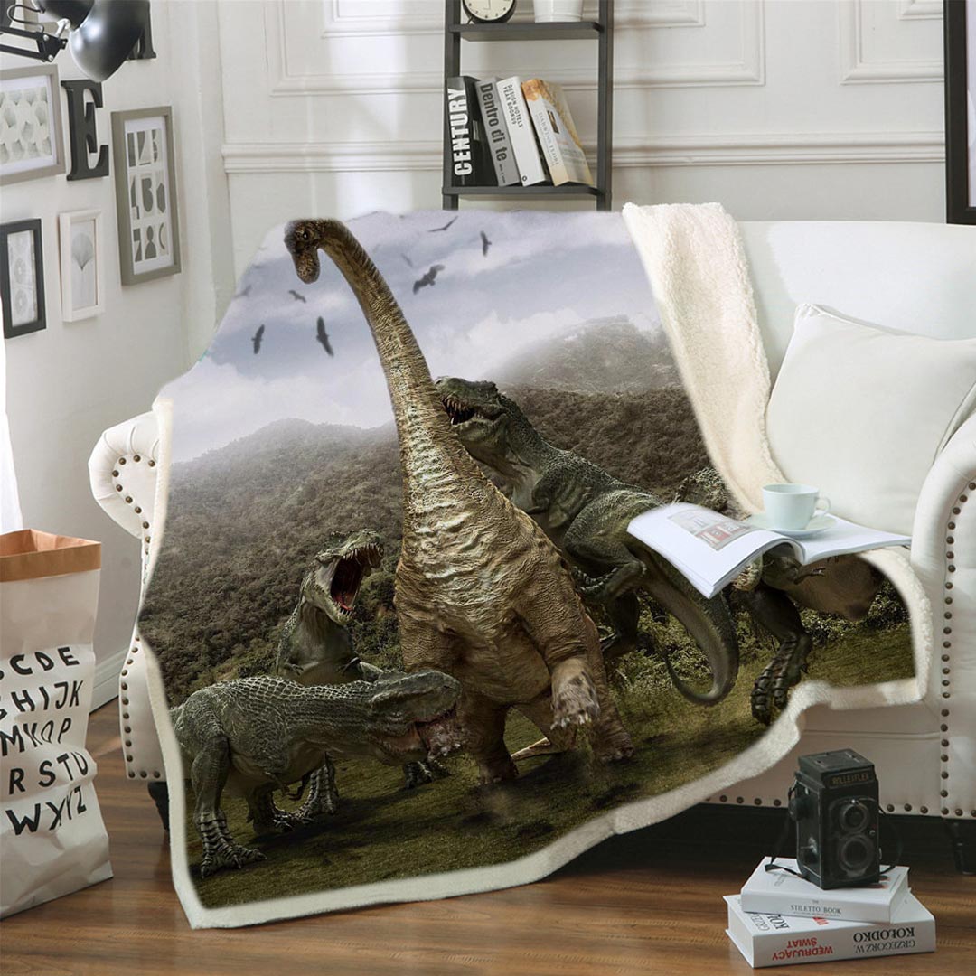 Couverture molletonnée dinosaure
