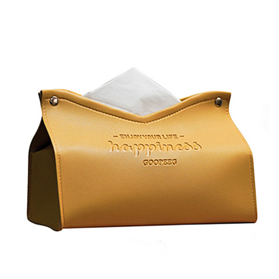 Caja de pañuelos de cuero