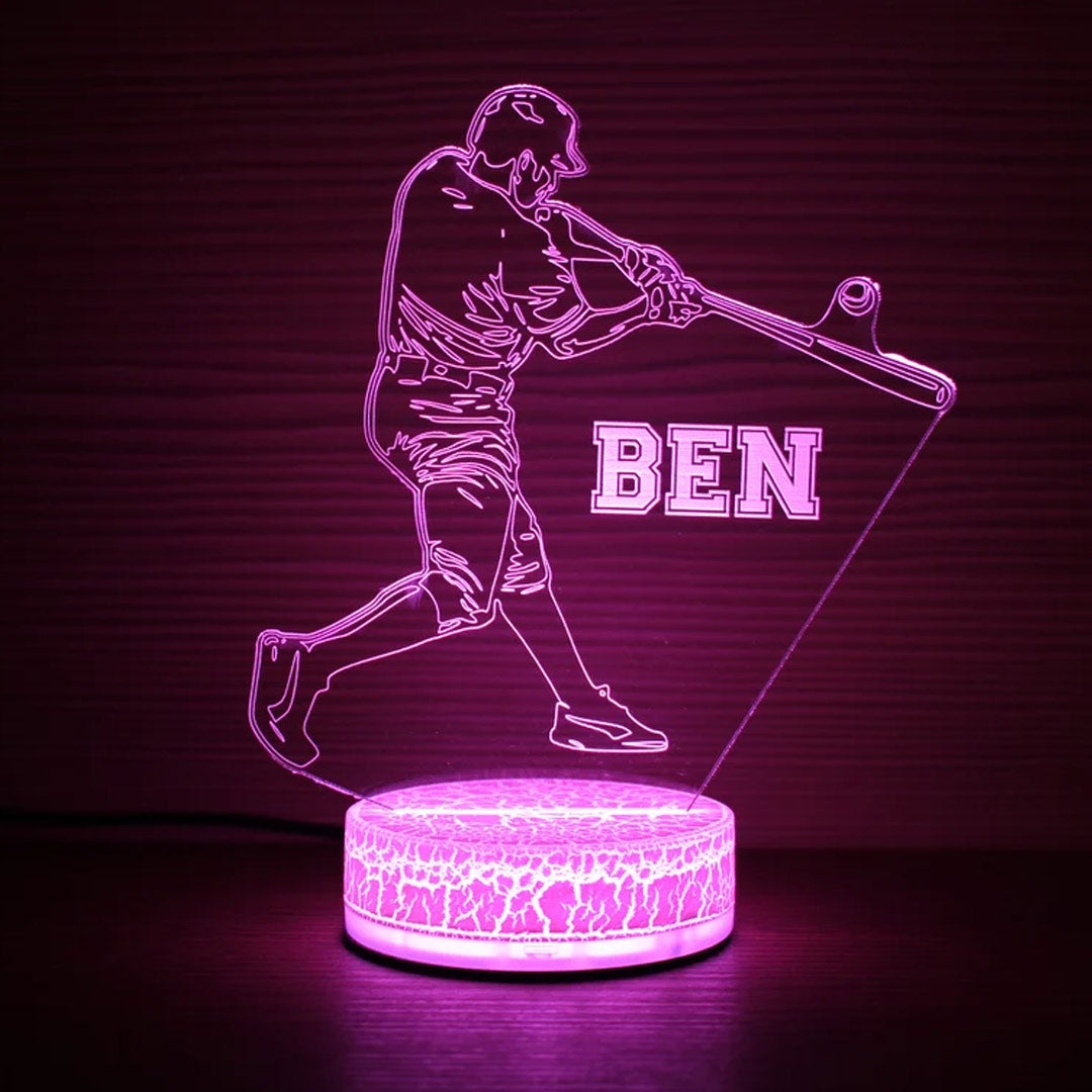 Luce notturna personalizzata per giocatore di baseball