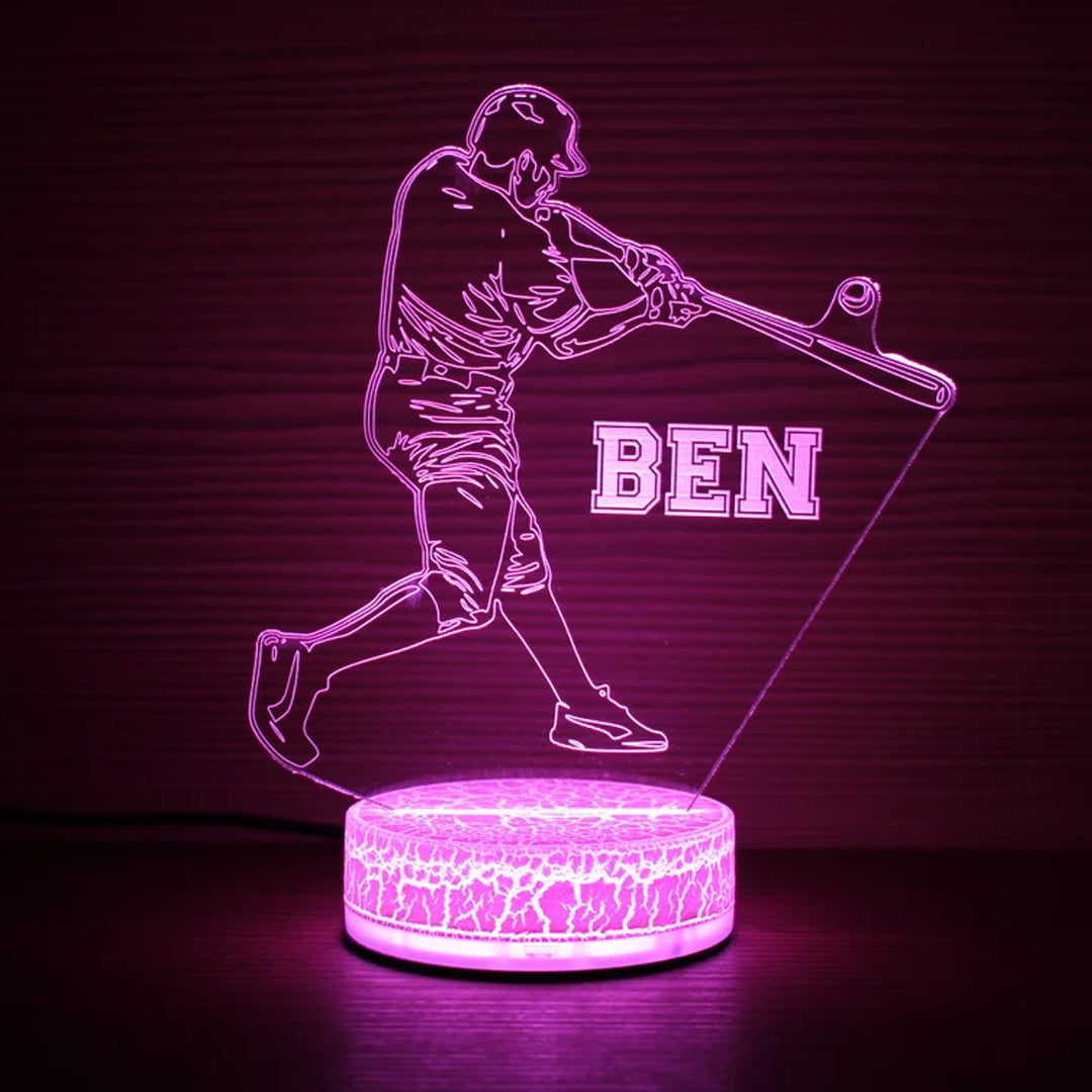Luz de noche personalizada de jugador de béisbol
