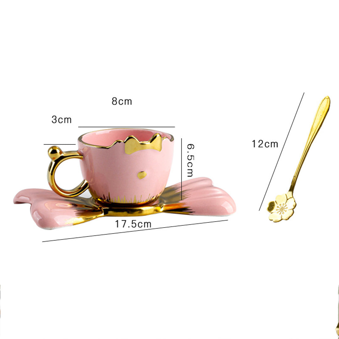 Bow Tie Cat Shape Mug With Saucer & Spoon