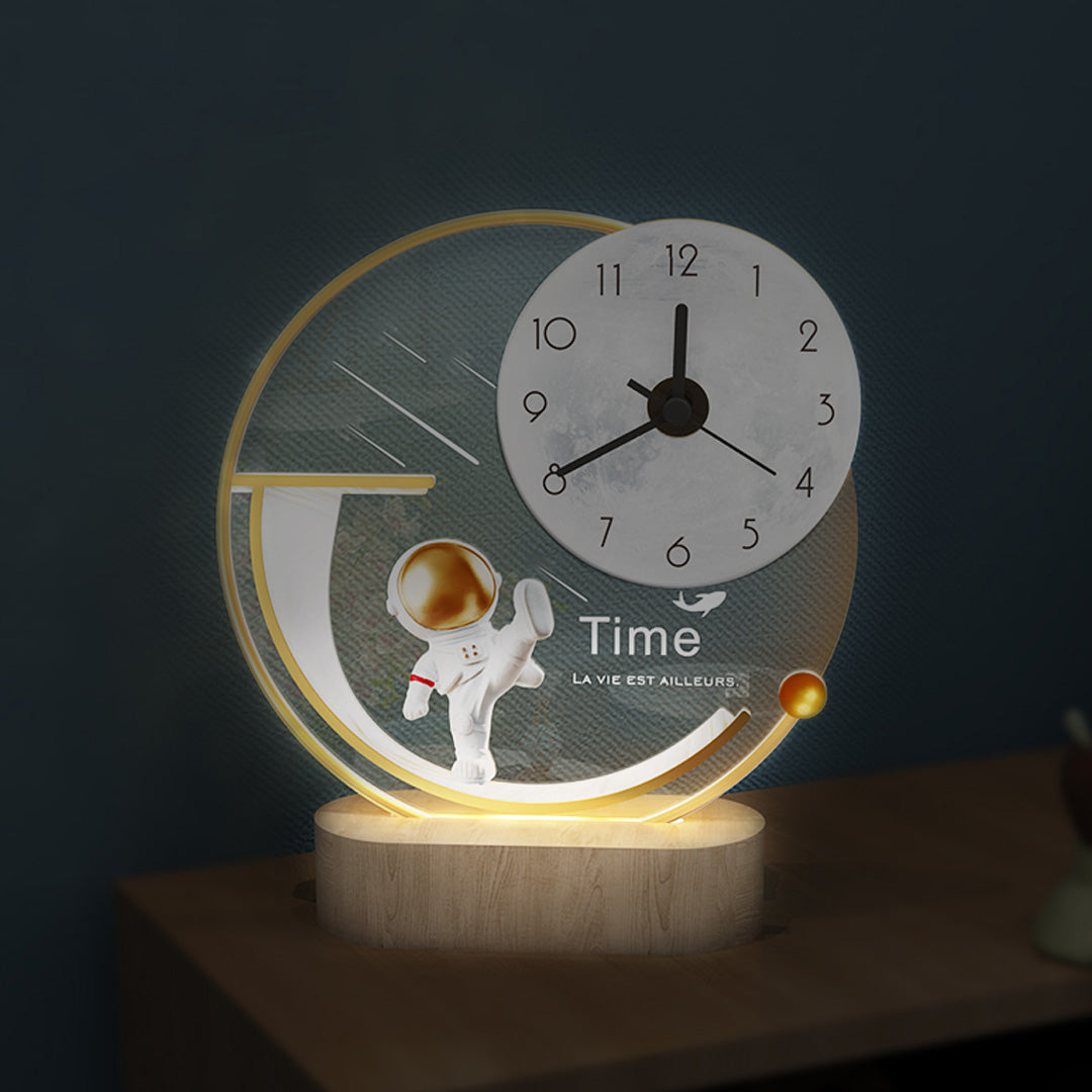 Lámpara de escritorio creativa con reloj