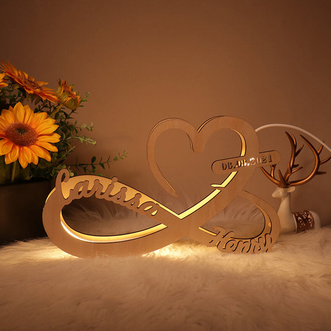 Luz de noche de madera infinita personalizada