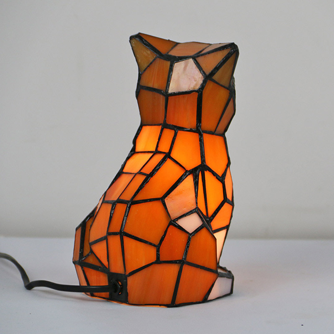 Cat Tiffany Glass Accent Lamp