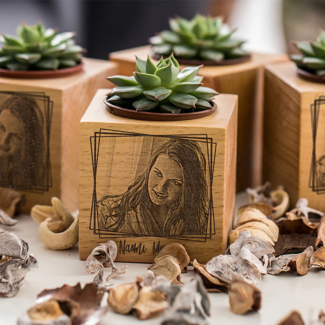 Personalized Pots with Engraved Photo