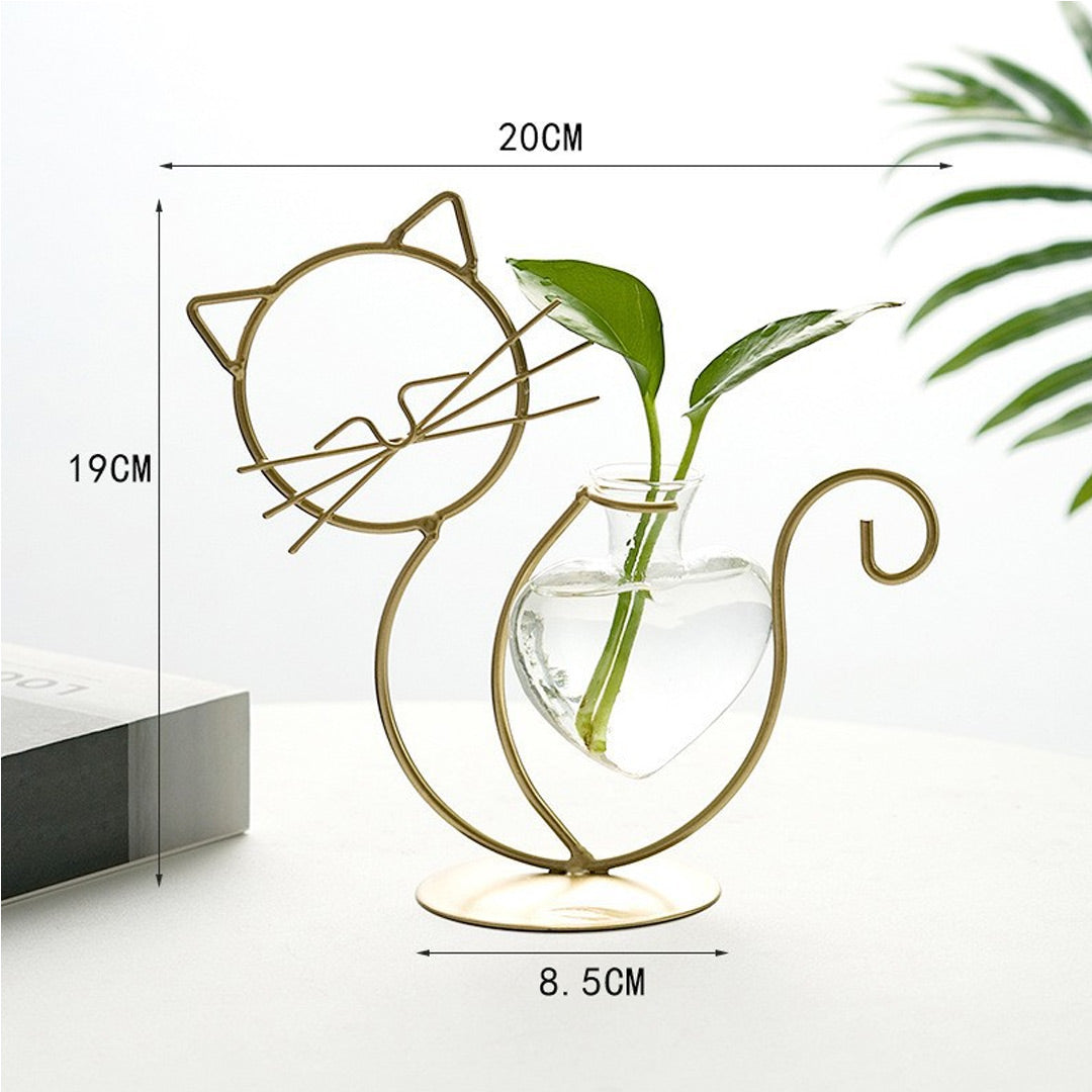 Cat Iron Art Deco Hydroponic Vase