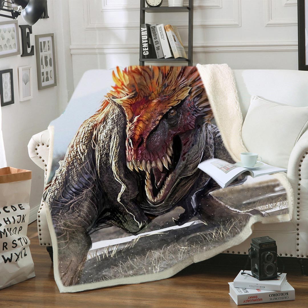 Couverture molletonnée dinosaure