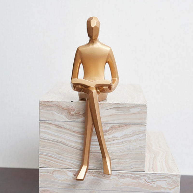 Golden Sitting Man Figurine Ornament
