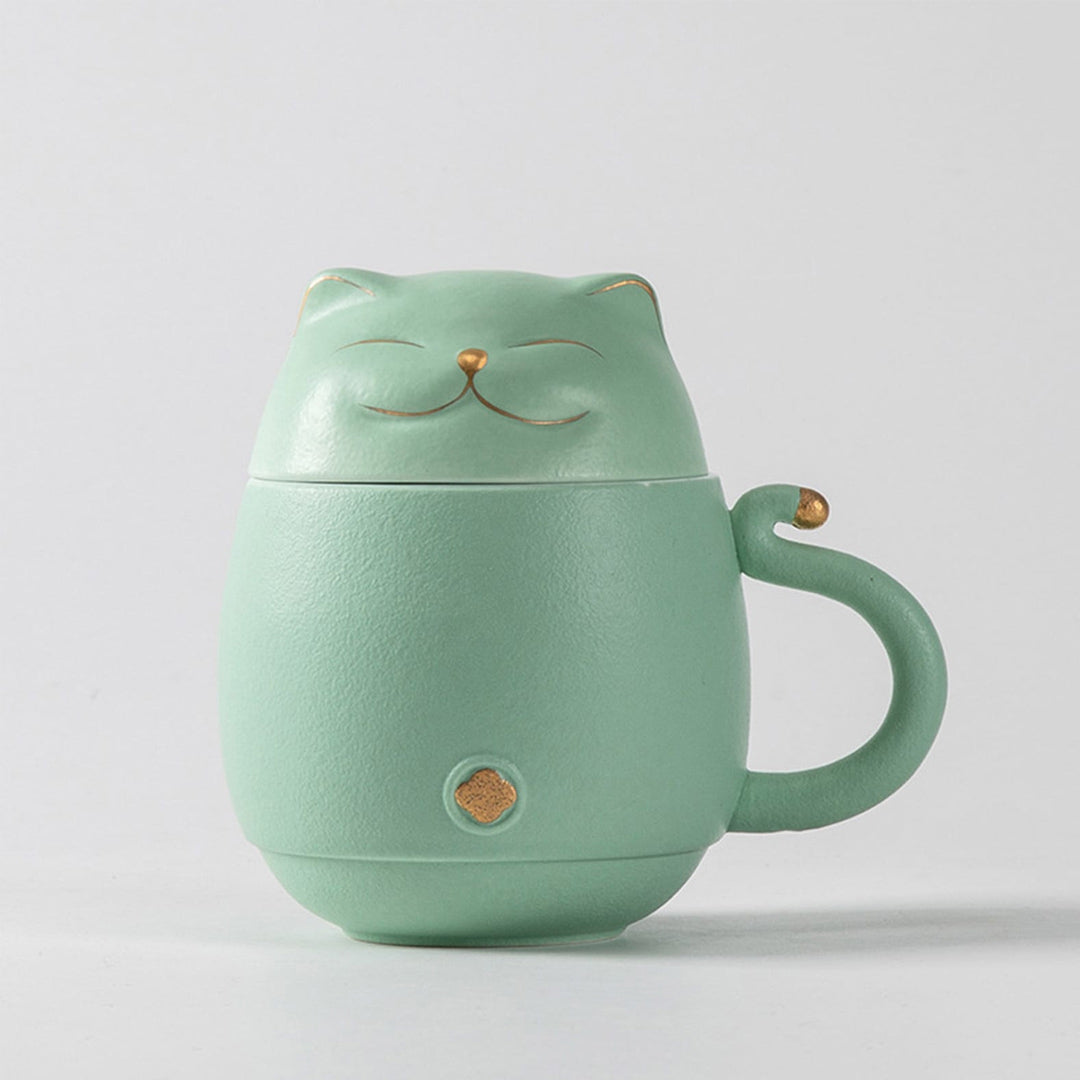 Tasse à thé chat avec infuseur et couvercle