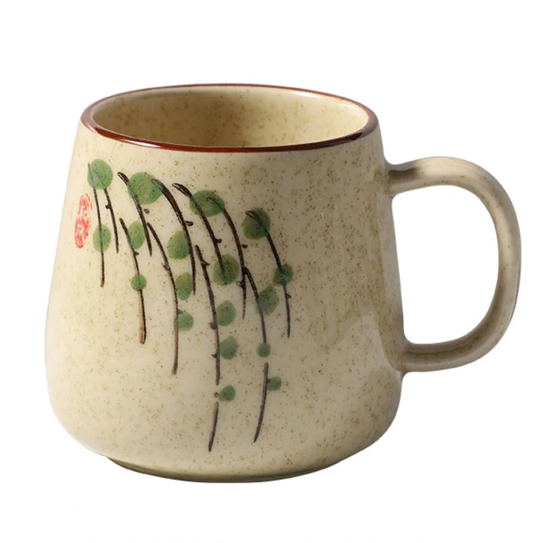 Retro Ceramic Printed Mug with Lid and Spoon