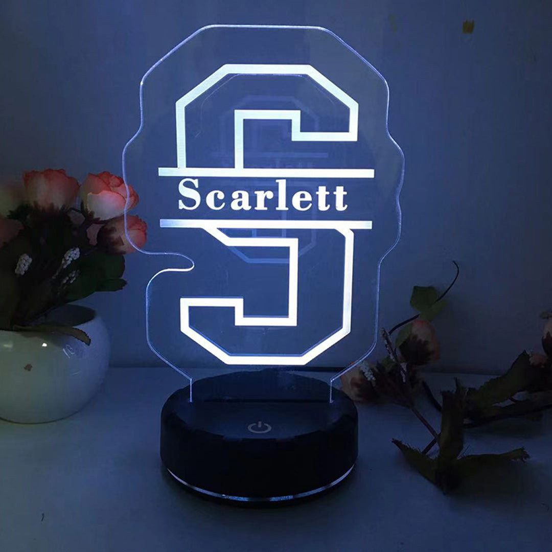 Luz de noche con letra de nombre personalizada