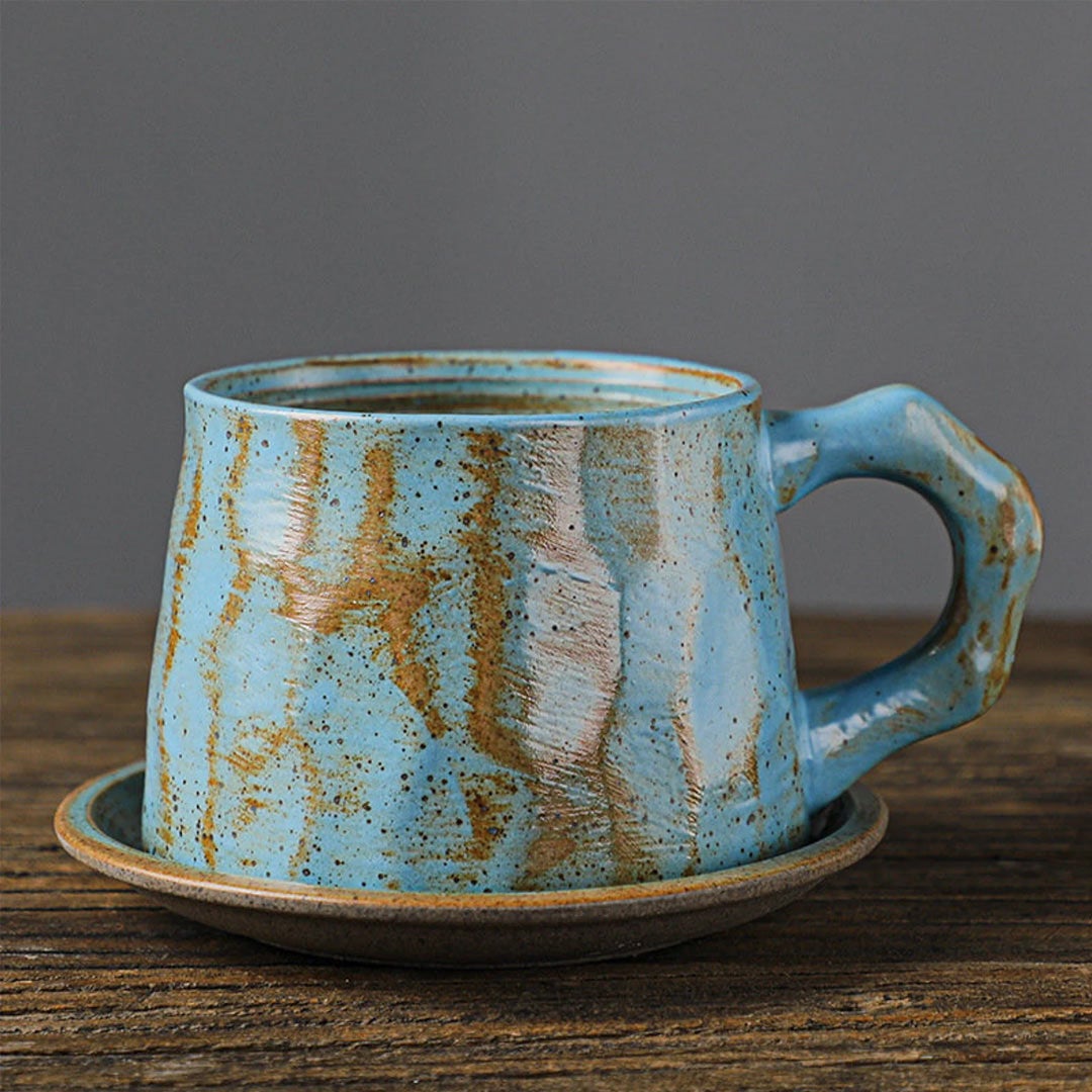 Taza de café de cerámica vintage hecha a mano