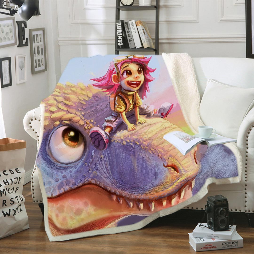 Couverture molletonnée dinosaure