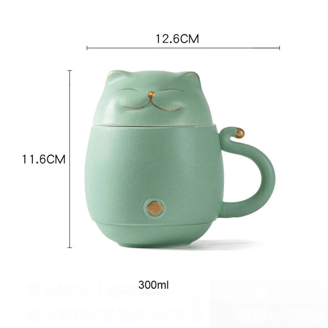 Tasse à thé chat avec infuseur et couvercle