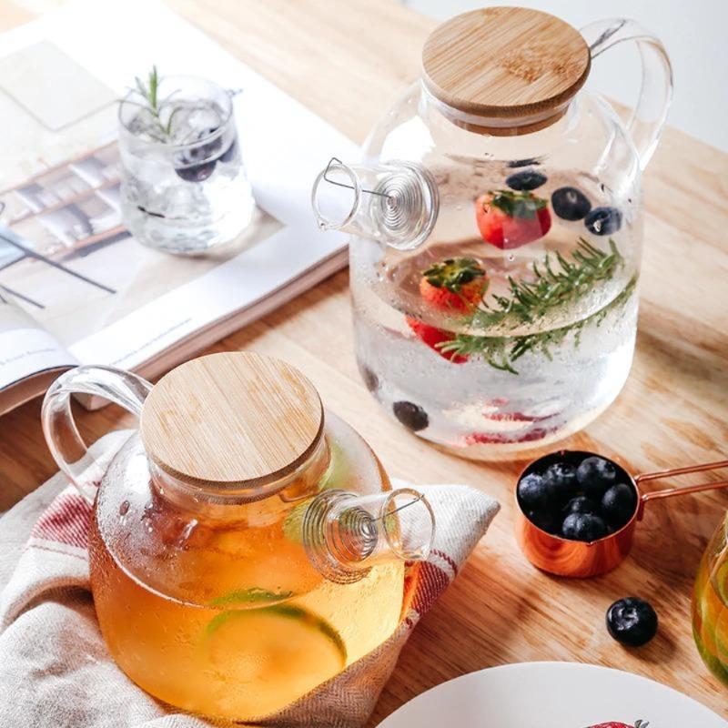 Bamboo Cork Glass Teapot