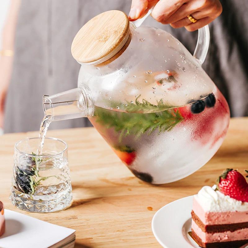 Bamboo Cork Glass Teapot