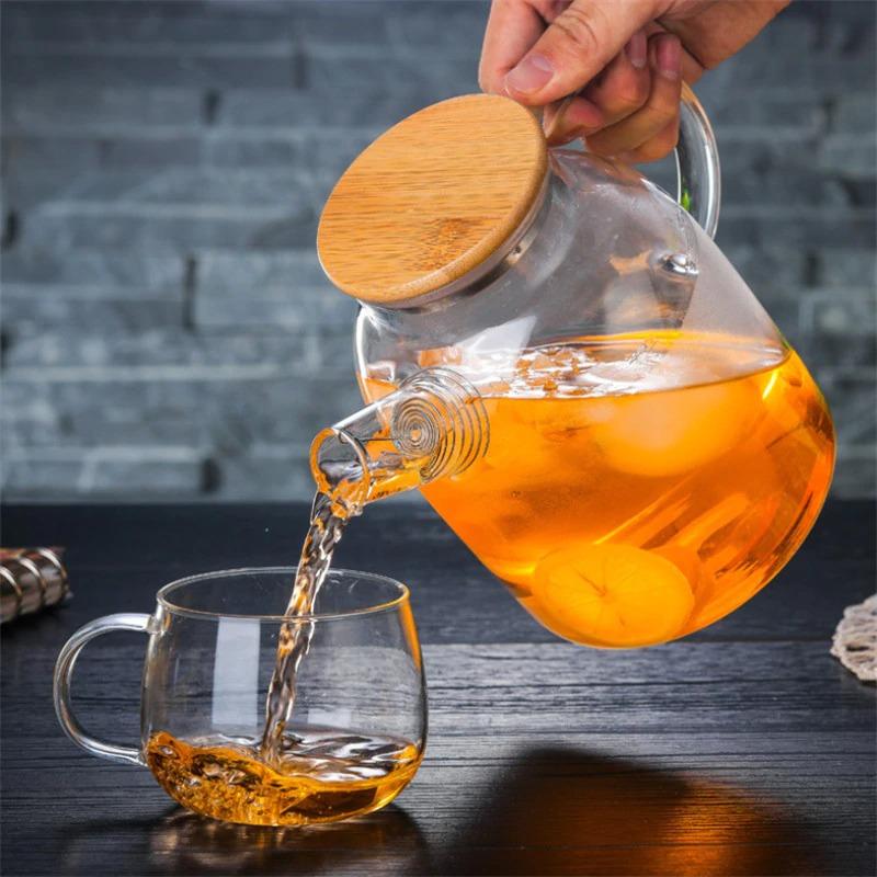 Bamboo Cork Glass Teapot