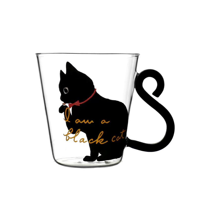 Tasse en verre avec anse queue de chat