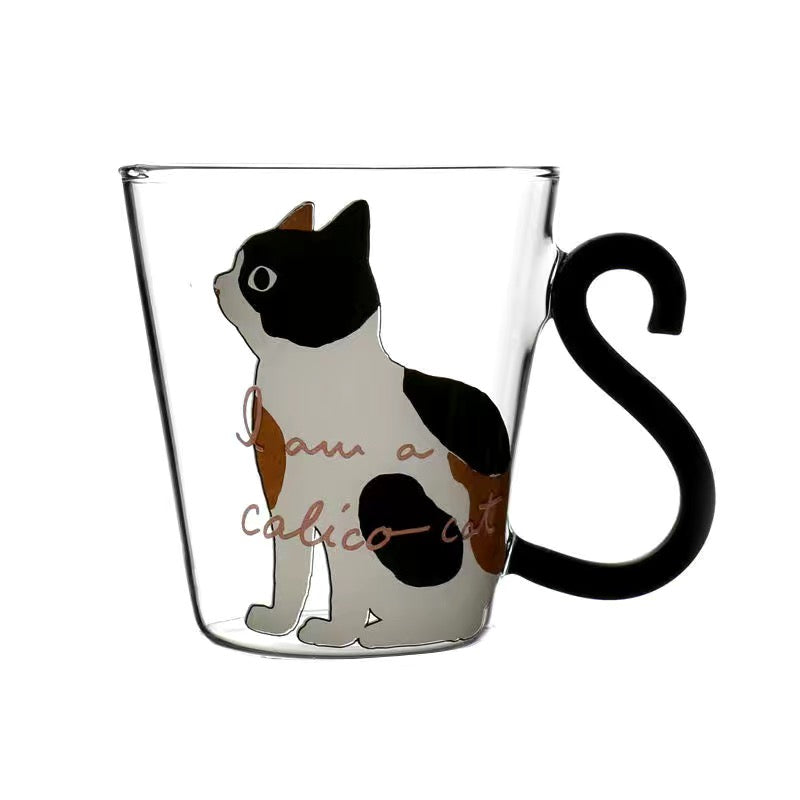 Tasse en verre avec anse queue de chat