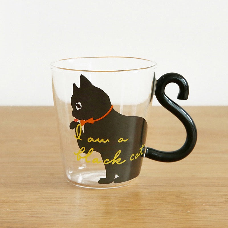 Tasse en verre avec anse queue de chat