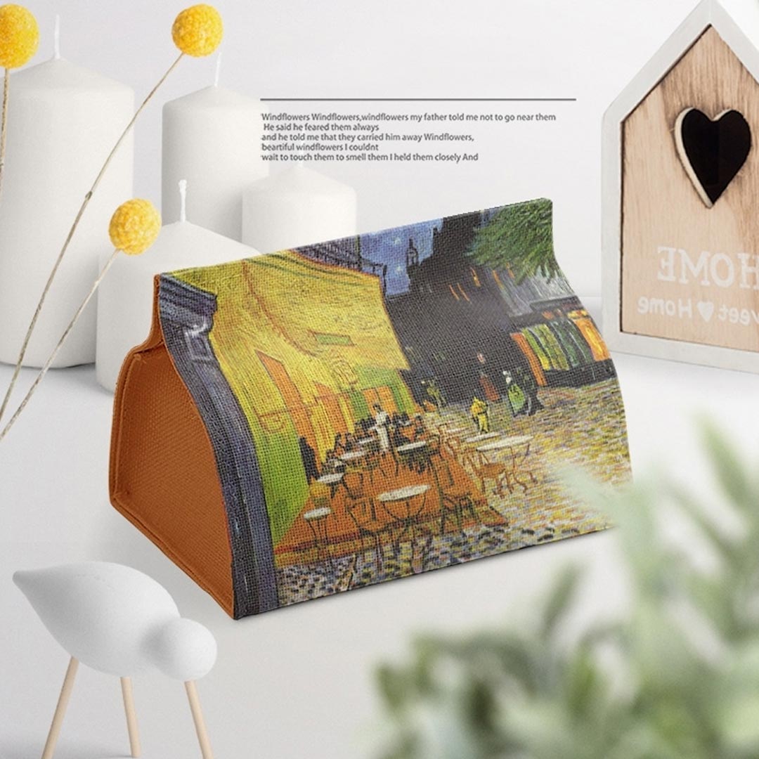Caja de pañuelos de lino y algodón Art