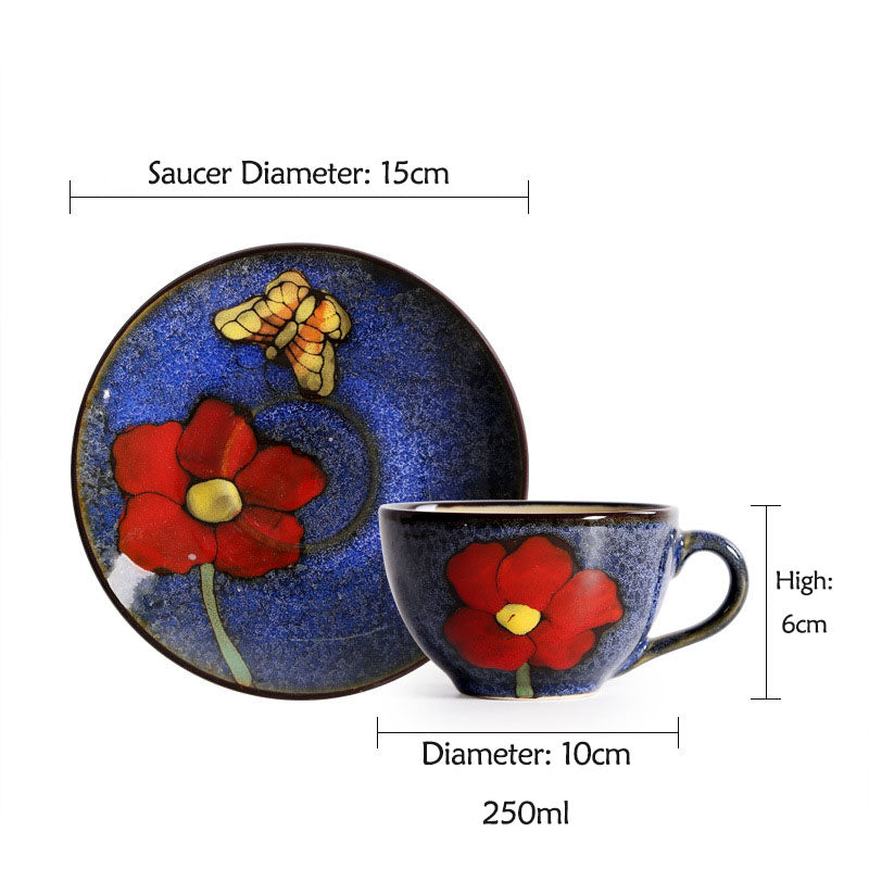 Hand Painted Pioneer Woman Floral Mugs, ceramic mug teapot and spoon