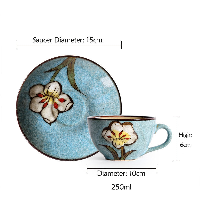 Hand Painted Pioneer Woman Floral Mugs, ceramic mug teapot and spoon