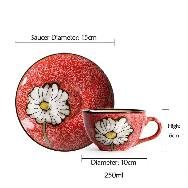 Hand Painted Pioneer Woman Floral Mugs, ceramic mug teapot and spoon