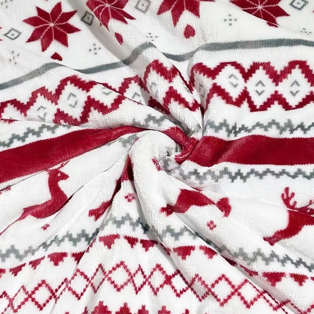 Christmas Reindeer Snowflakes Fleece Blanket