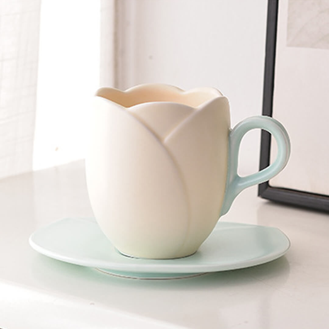 Unique Tulip Creative Mug With Saucer