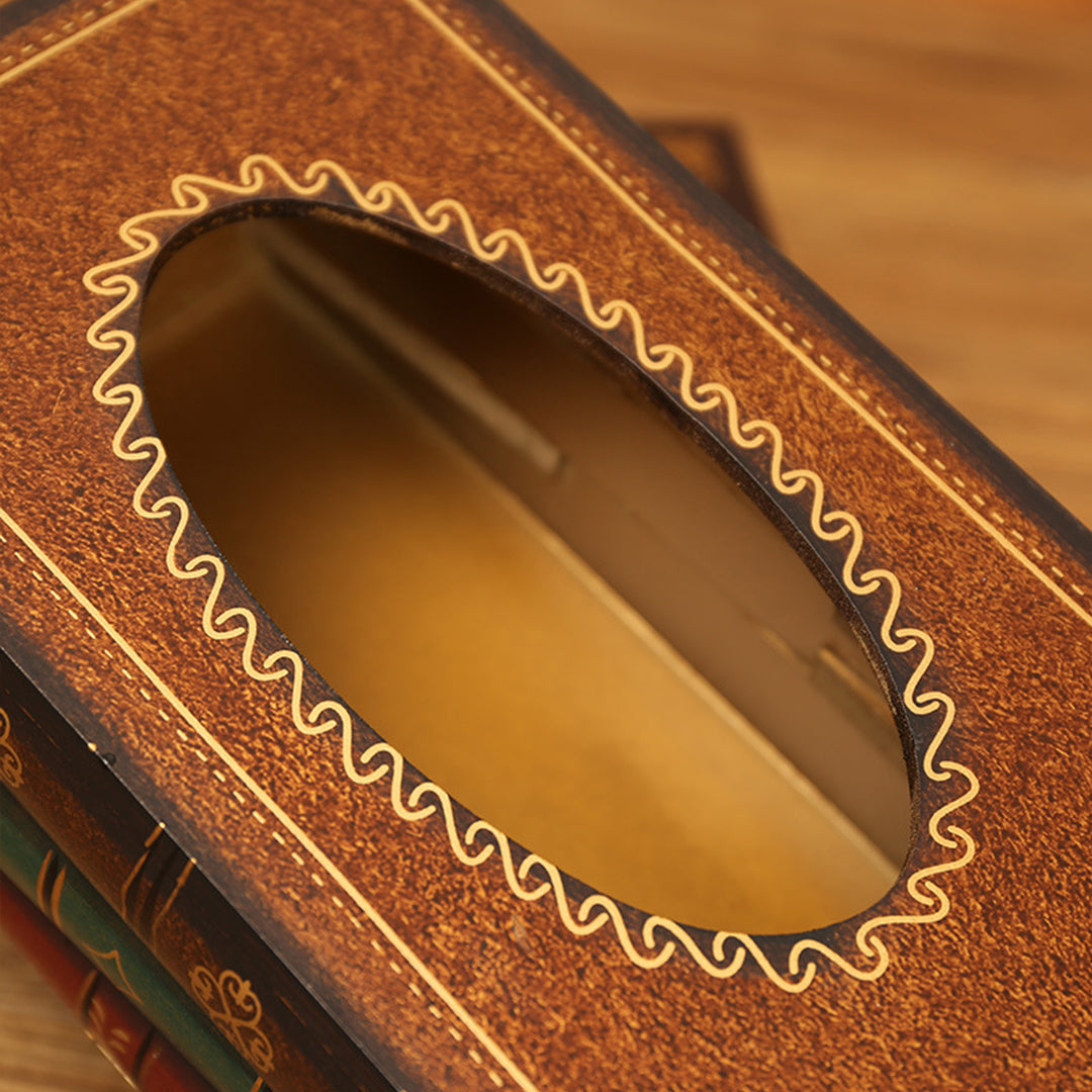 Wooden Book Tissue Box