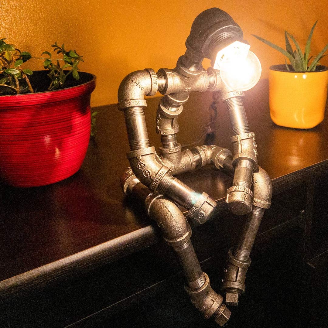 Lampe de tuyau en acier rustique industrielle