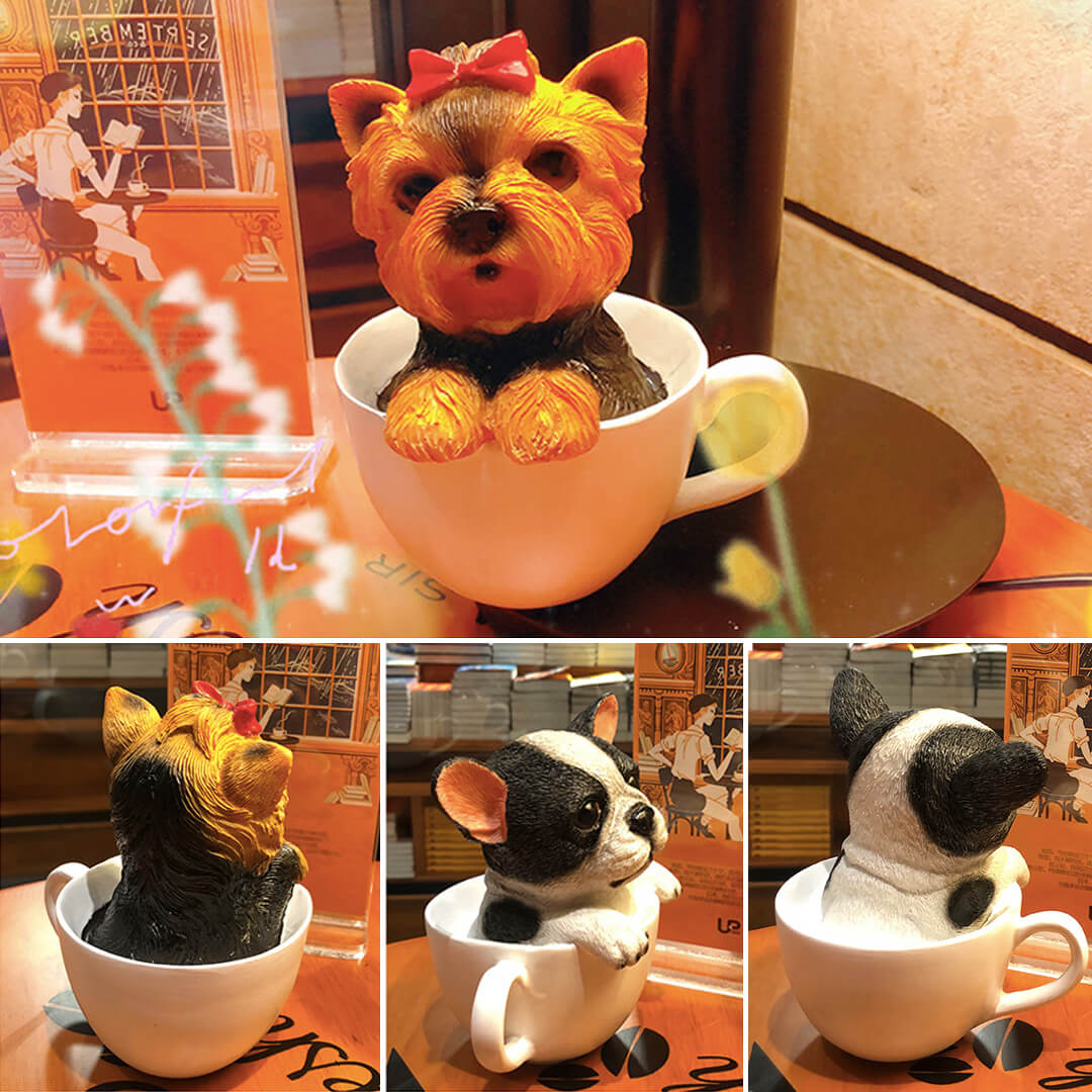 Ornamento della tazza di caffè del cane della tazza da tè