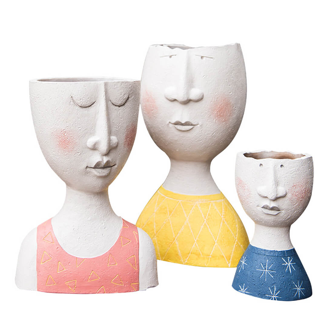 Art Family Portrait Sculpture Flower Vase