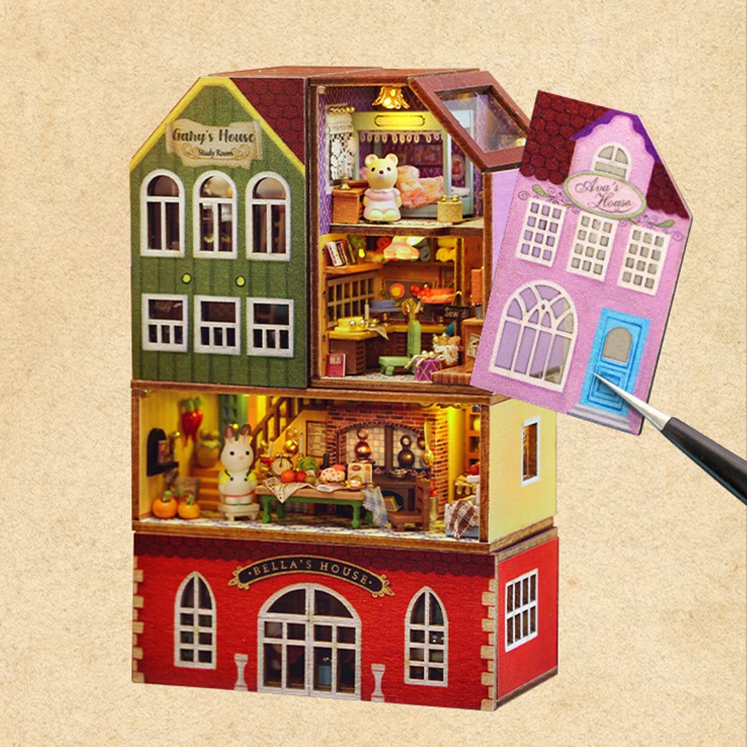 Mini Rabbit Town Wooden Doll House Kit with Furniture