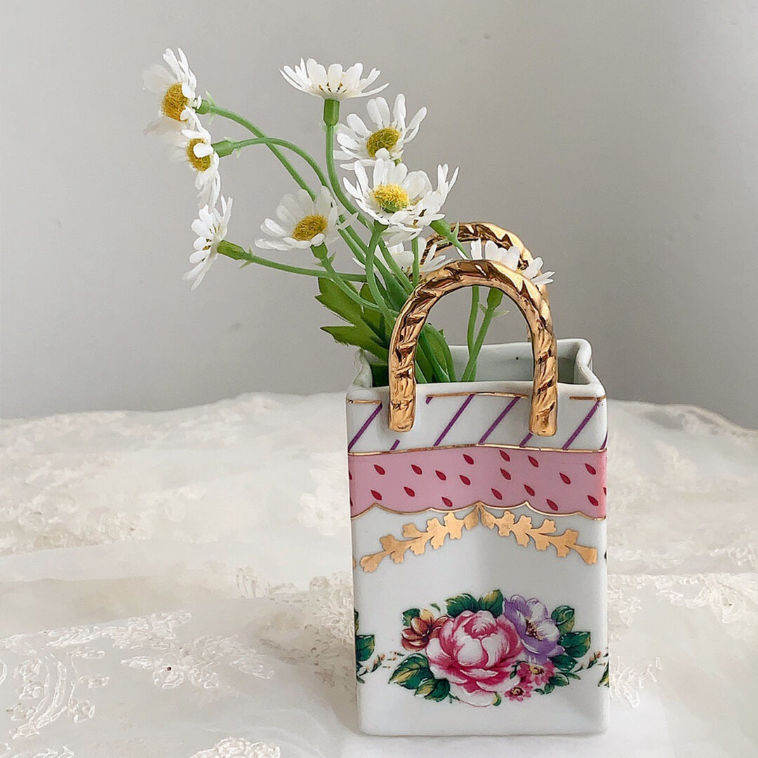 Florero retro con forma de bolsa pequeña
