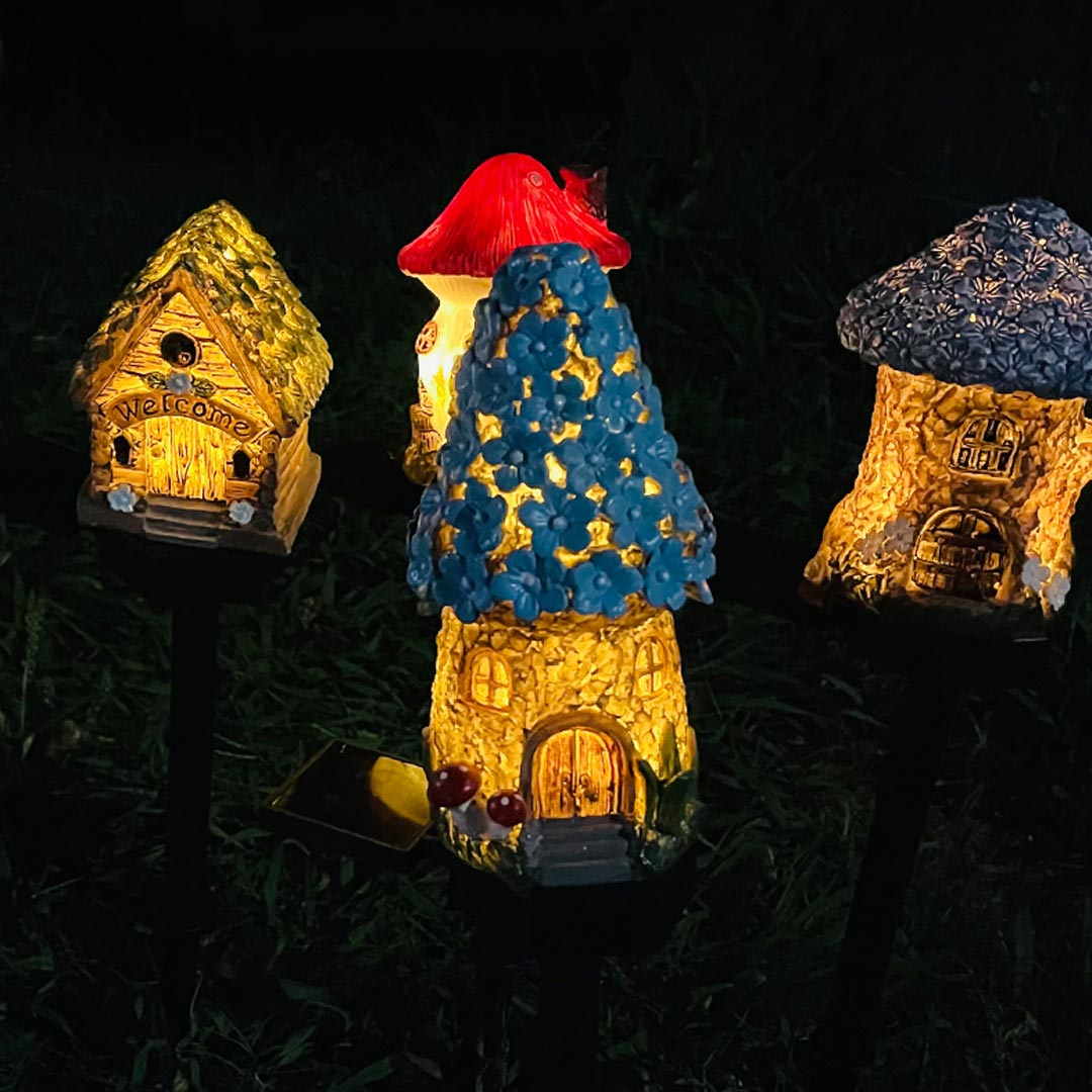 Garden House Statue Solar LED Lights