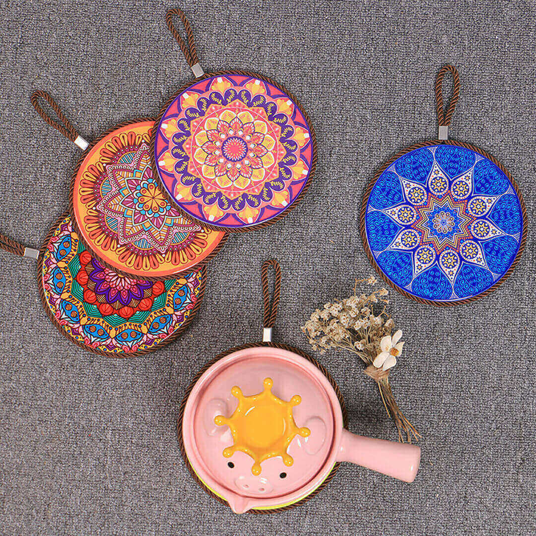 Mandala Print Ceramic Cork Insulation Pad