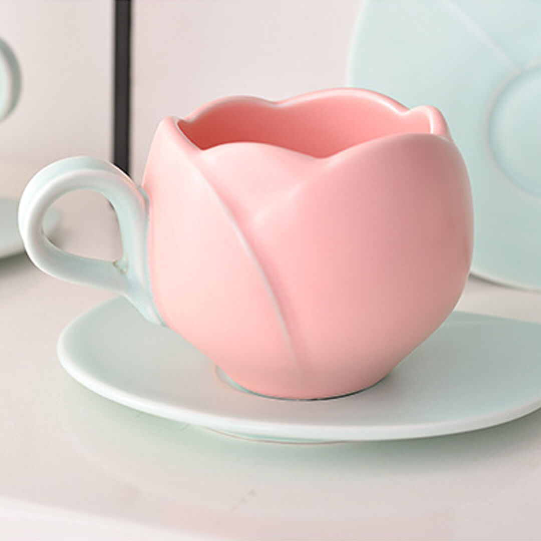 Unique Tulip Creative Mug With Saucer