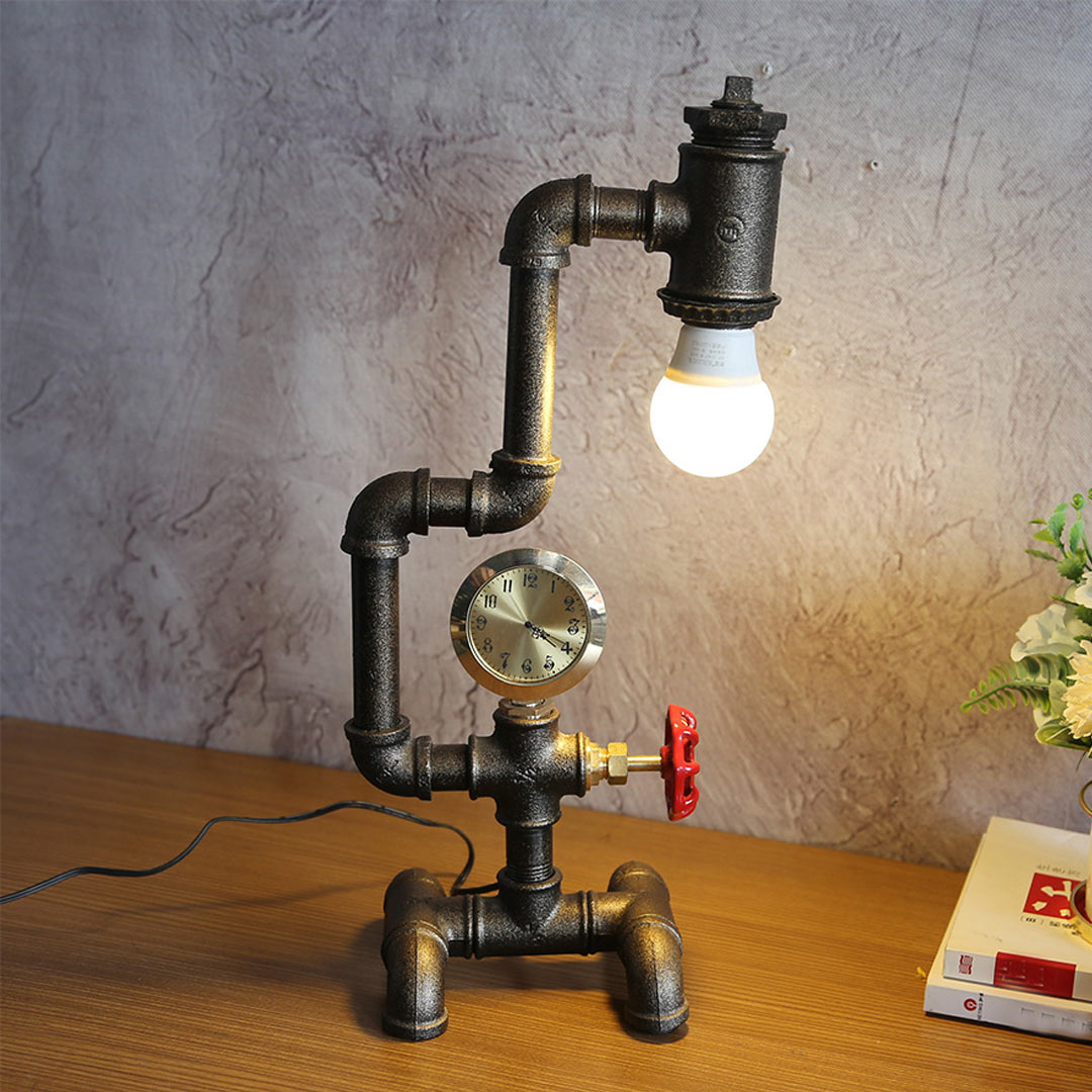 Lámpara de escritorio Steampunk con robot industrial