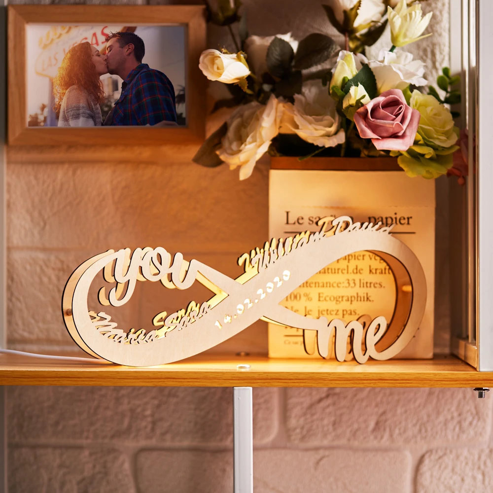 Custom Infinity Engraved Wood Lamp