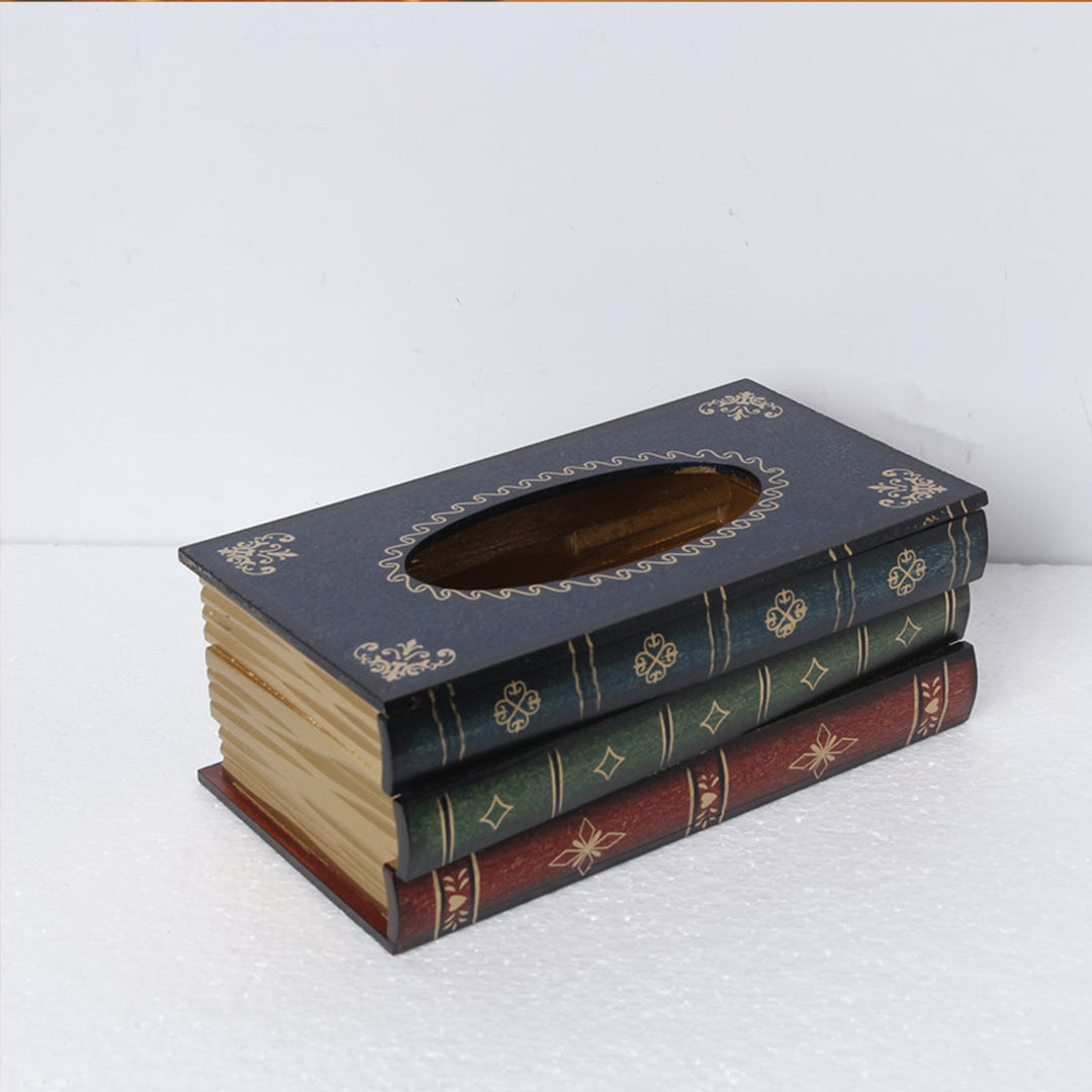 Wooden Book Tissue Box