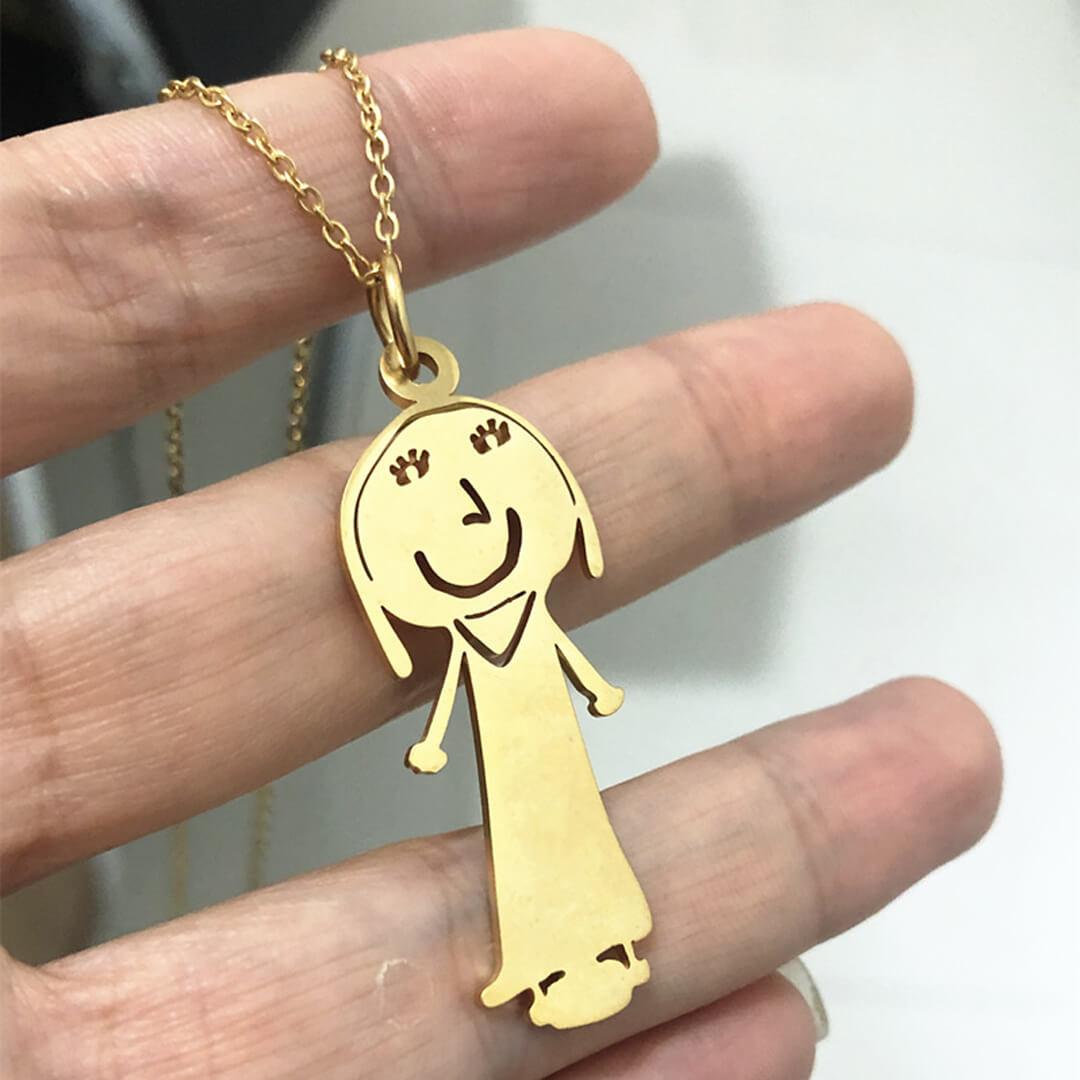 Personalized Kids Drawing Necklace