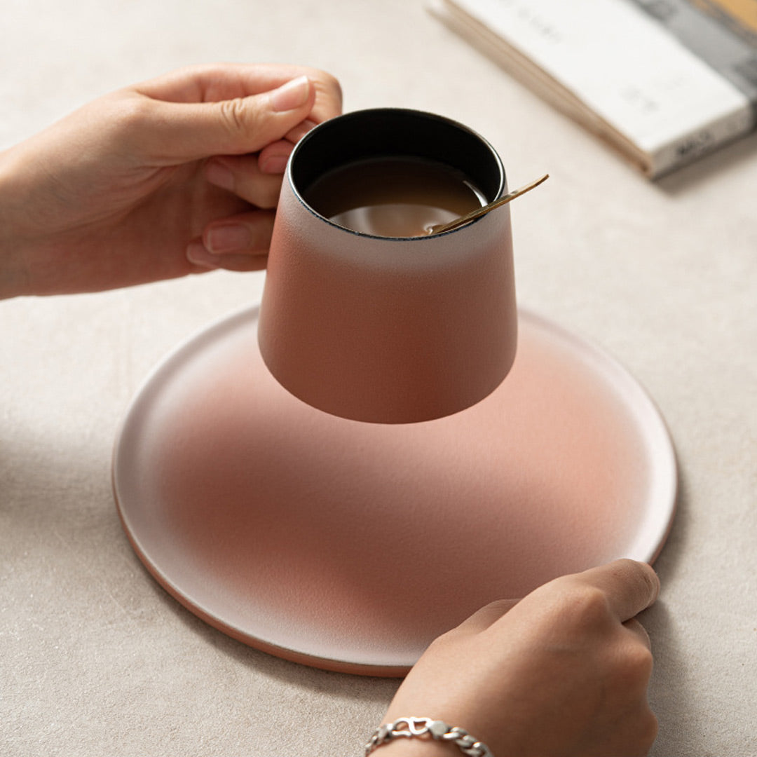 Ceramic Coffee Mug With Saucer & Spoon