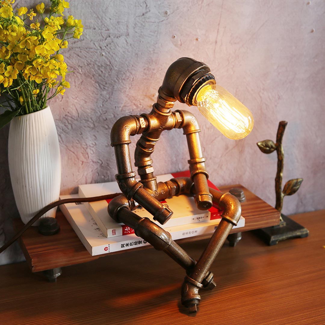 Lampe Steampunk Robot Industriel