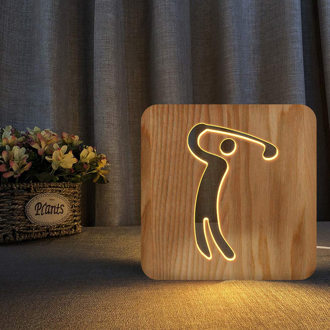 Luce notturna in legno alimentata tramite USB